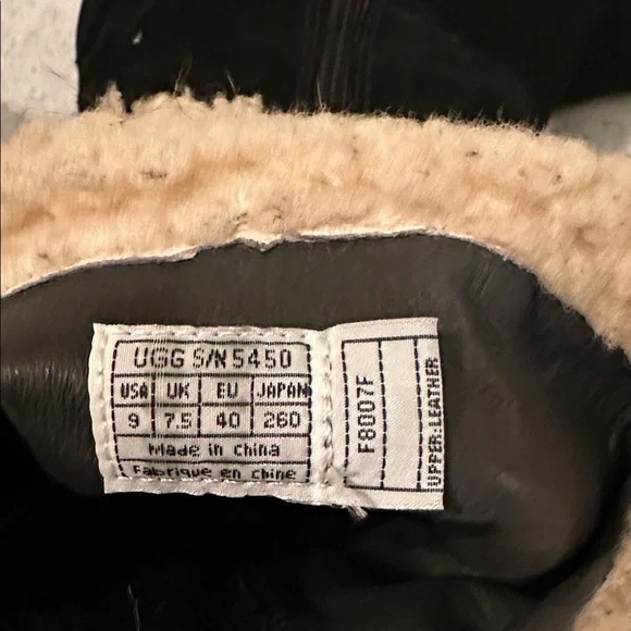 UGG Black Suede with Sheepskin Tall Wedge Boots - Picture 4 of 6